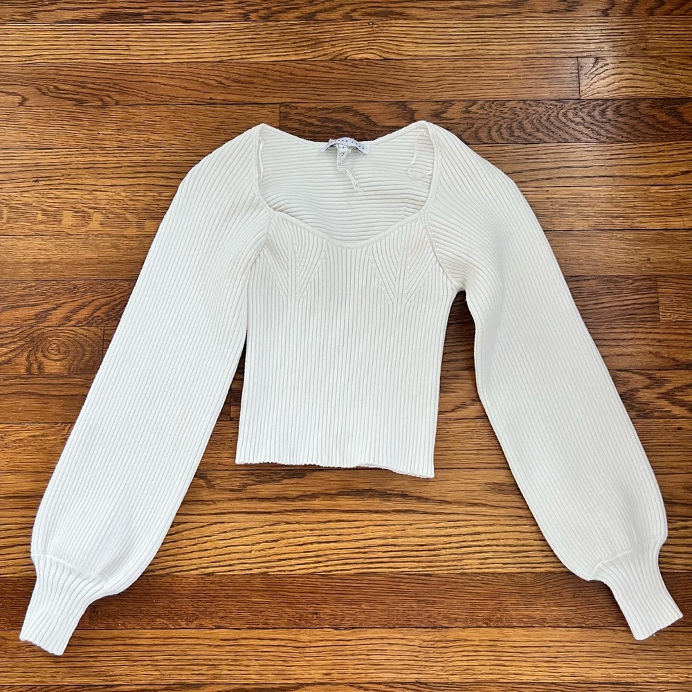 White Puff Sleeve Sweater